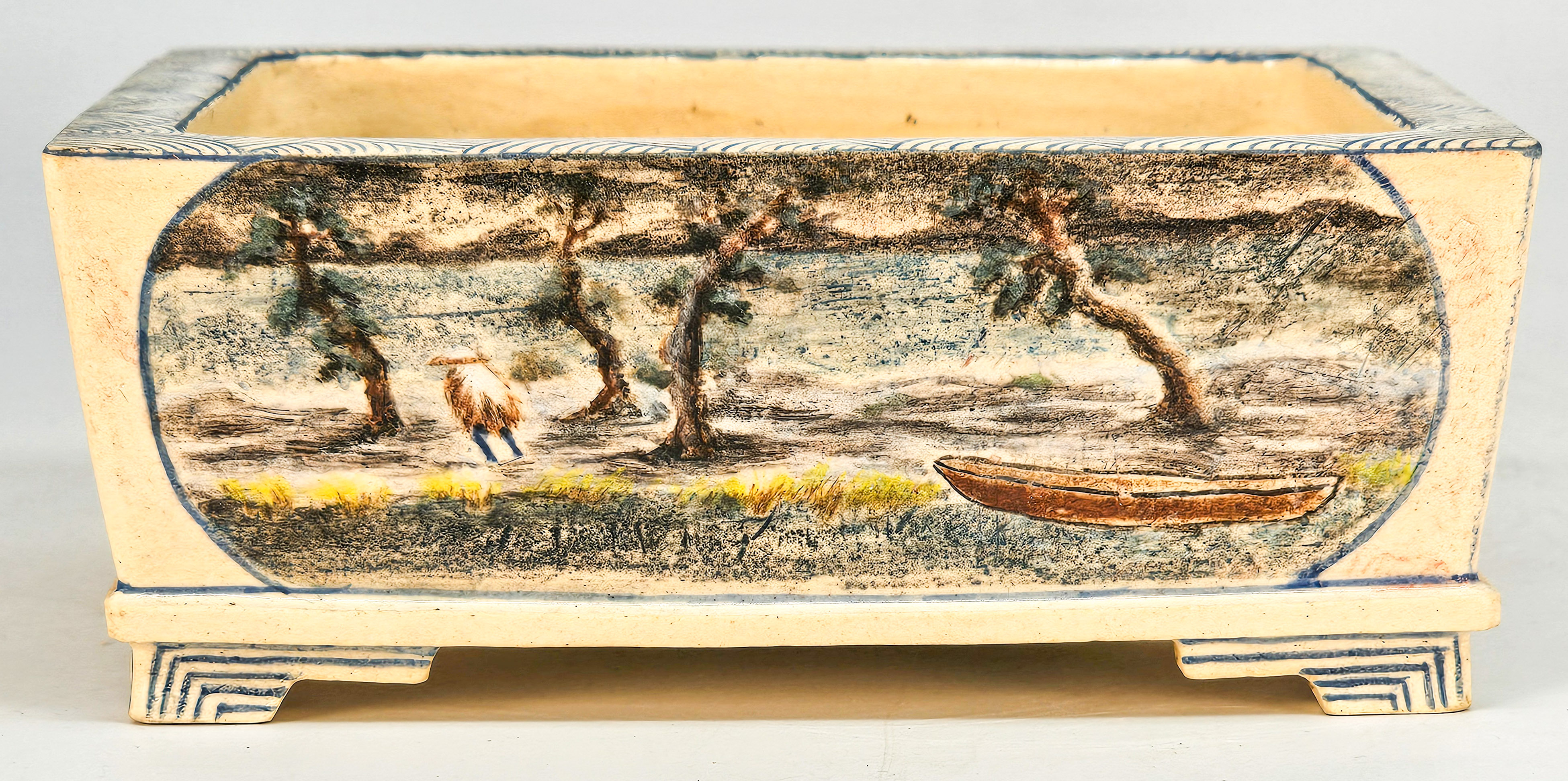 Bonsaischale Japan Syunsetu handbemalt 14,5x12,5x5,5cm