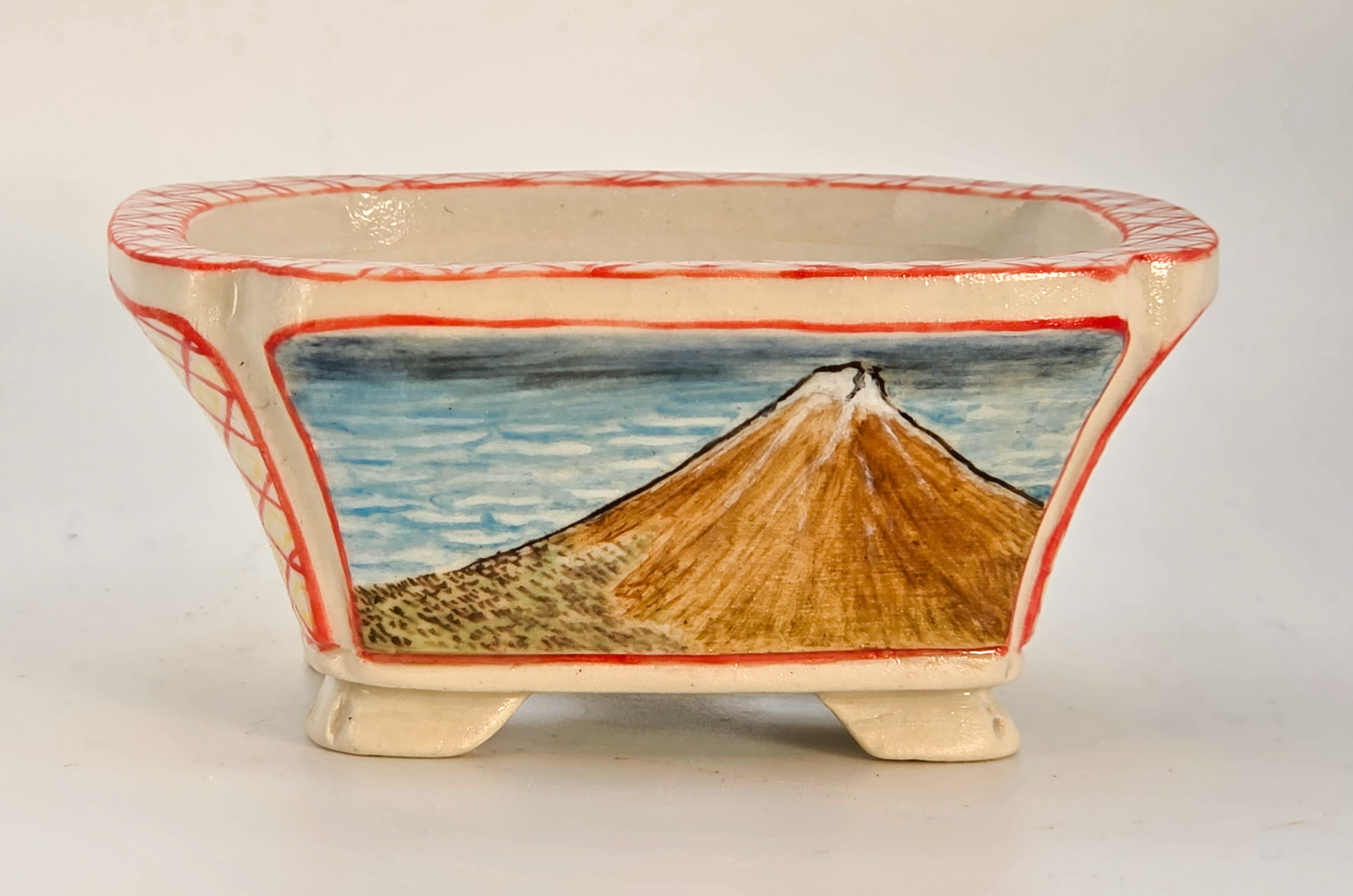Bonsaischale Syunsetu Japan handbemalt 9x7,5x4cm