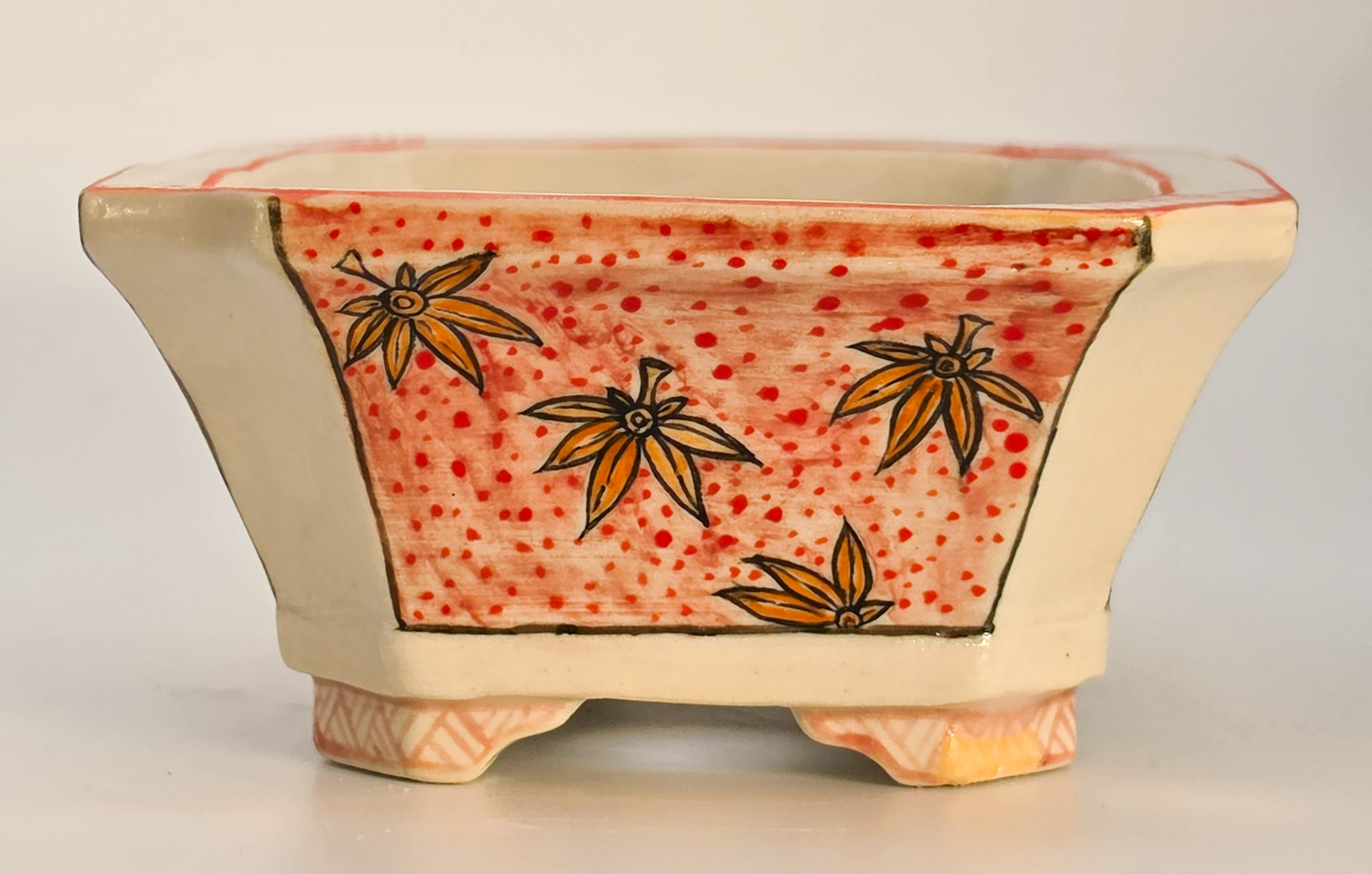 Bonsaischale Kouzan Takayama Japan handbemalt 11,5x9,5x4,5cm