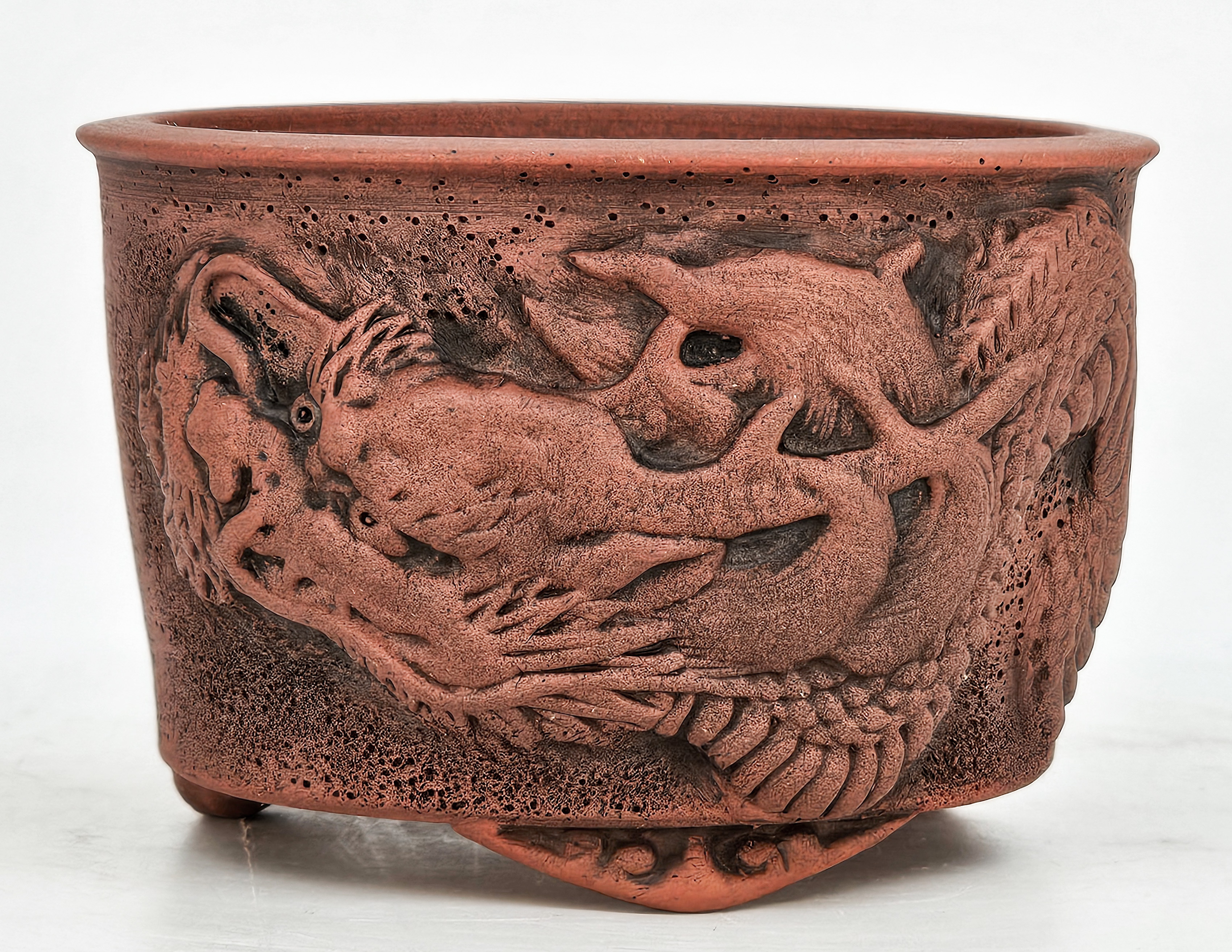 Bonsaischale Kakuzan Tokoname Drachenschale 11,5x7,5cm