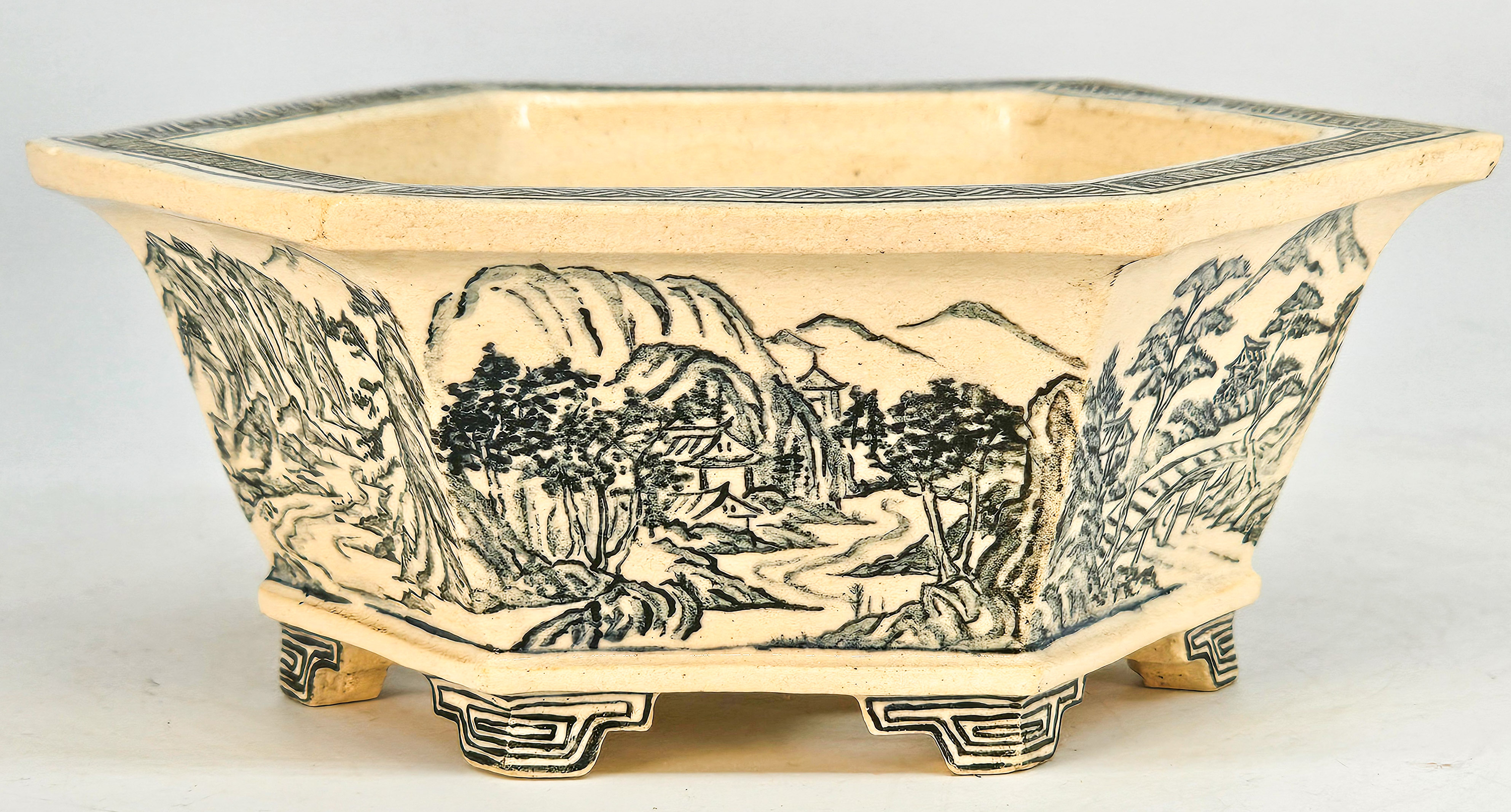 Bonsaischale Japan Kouzan Takayama handbemalt 15x13x6cm