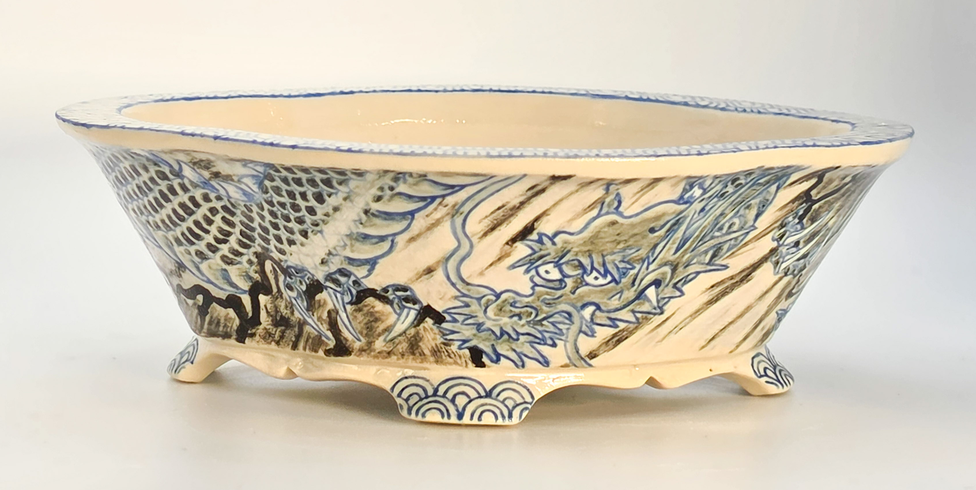 Bonsaischale Syunsetu Japan handbemalt 15,5x14x4,8cm