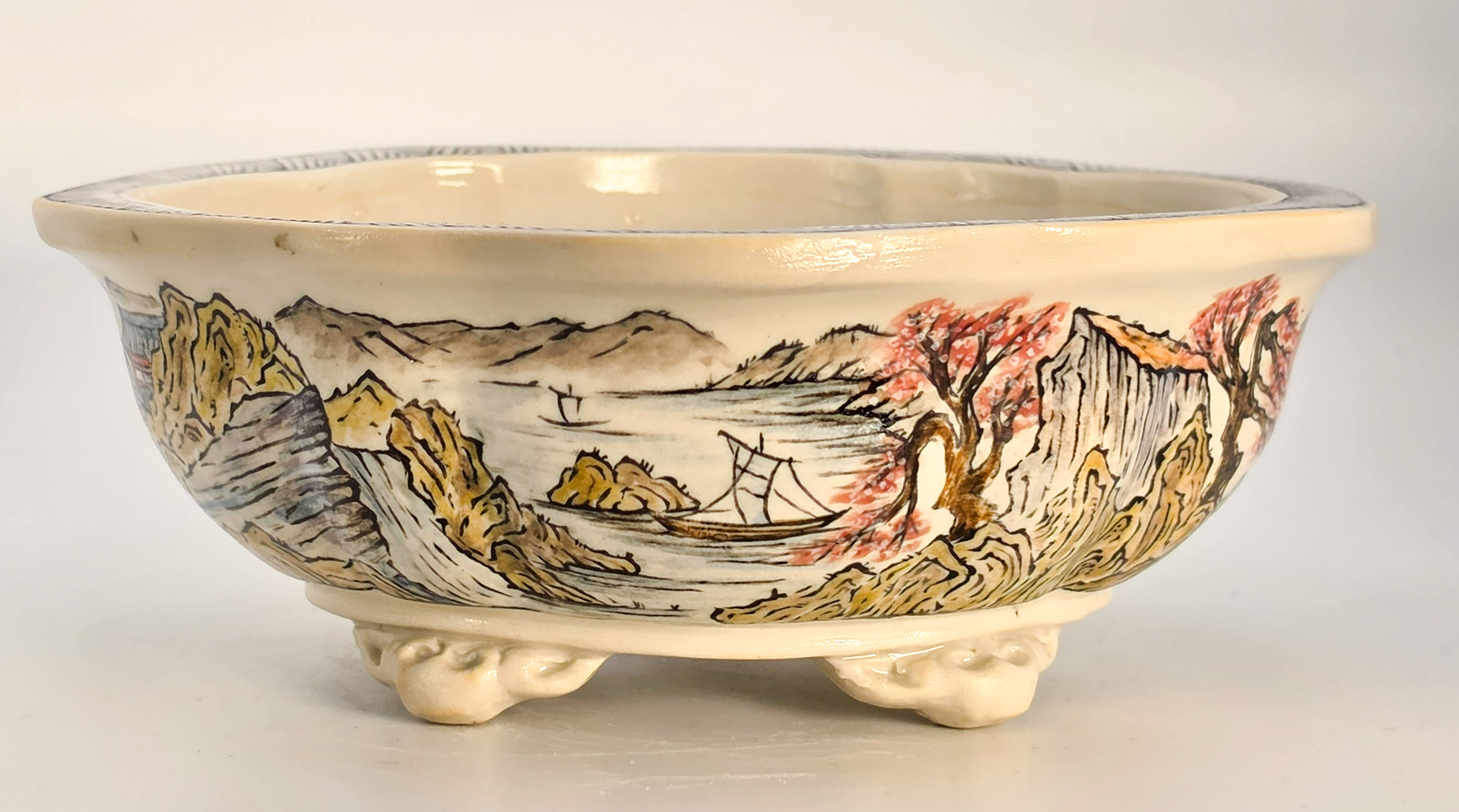 Bonsaischale Kouzan Takayama Japan handbemalt 15,5x14x5,8cm