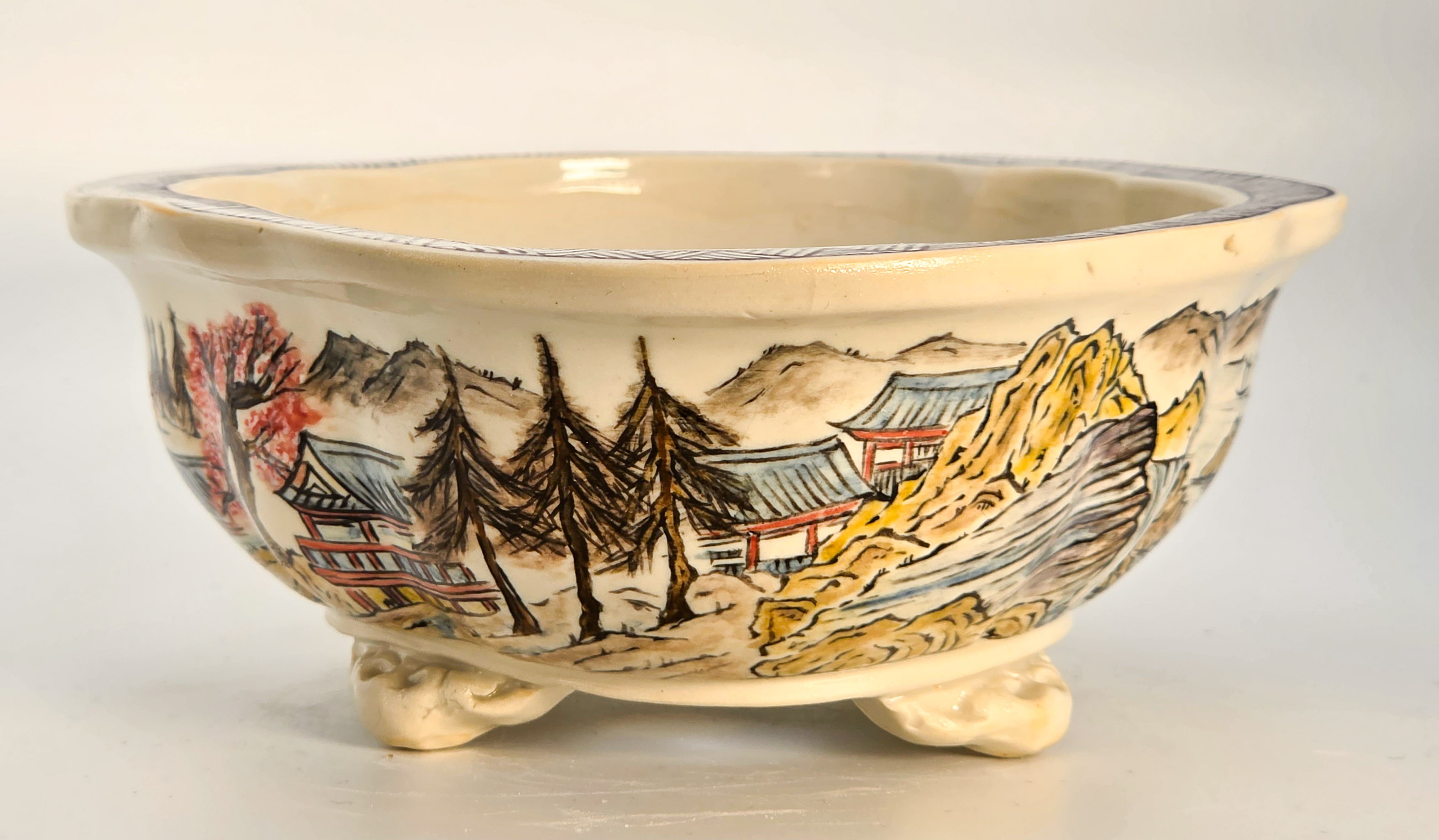 Bonsaischale Kouzan Takayama Japan handbemalt 15,5x14x5,8cm