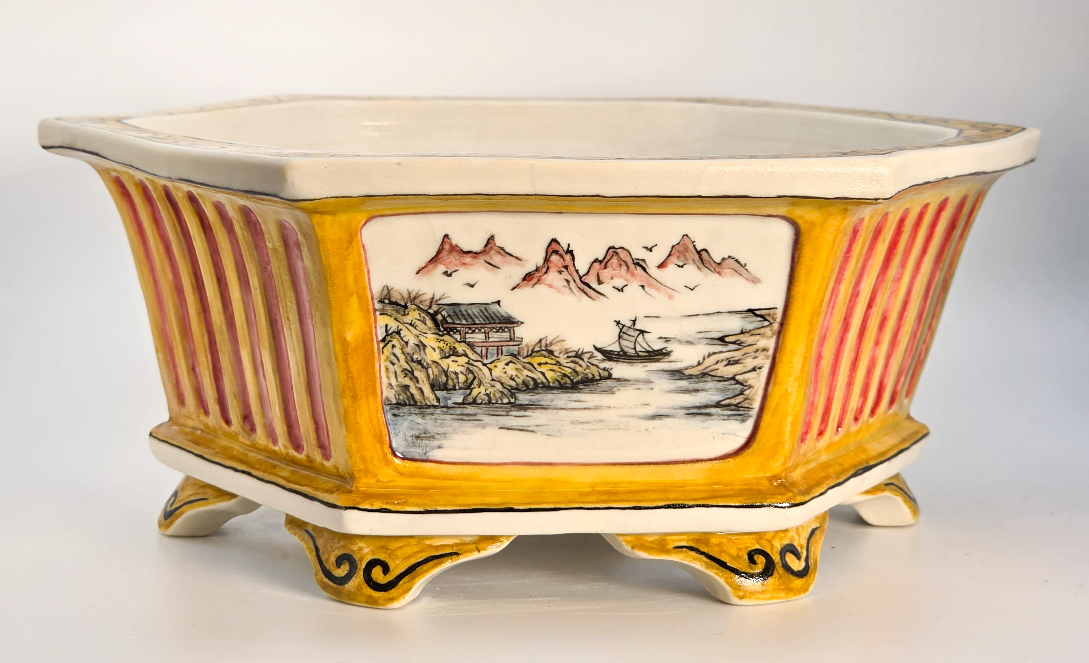 Bonsaischale Kouzan Takayama Japan handbemalt 19x16,5x7,7cm