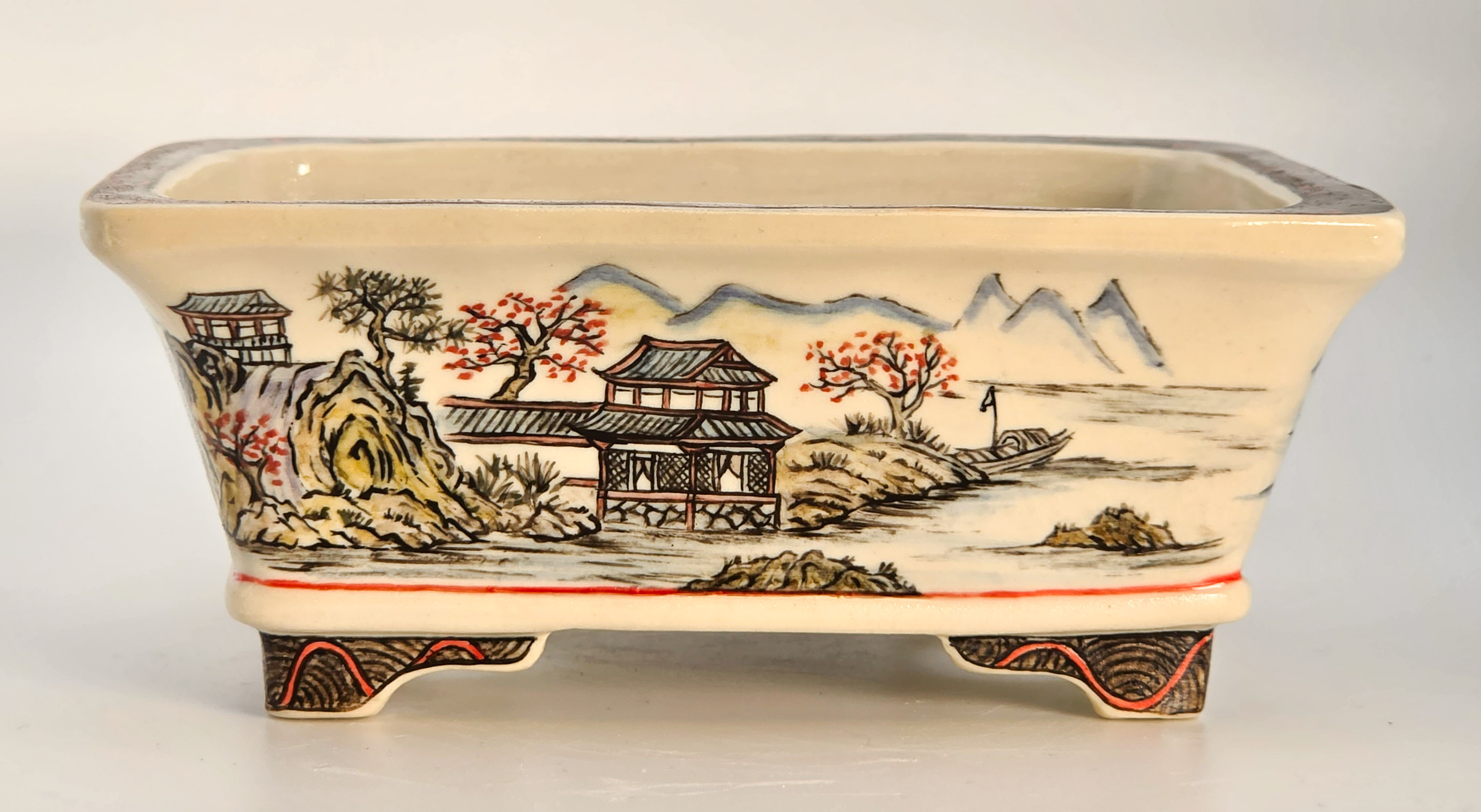 Bonsaischale Kouzan Takayama Japan handbemalt 14,2x11x5,8cm