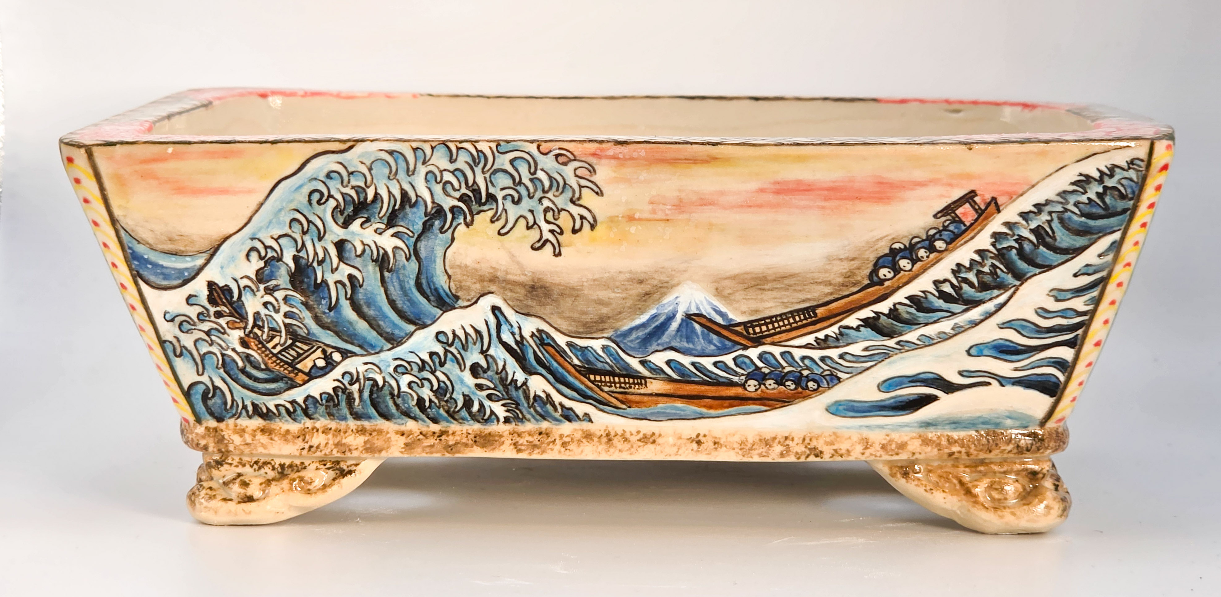 Bonsaischale Syunsetu Japan handbemalt 18,5x14,5x6,5cm