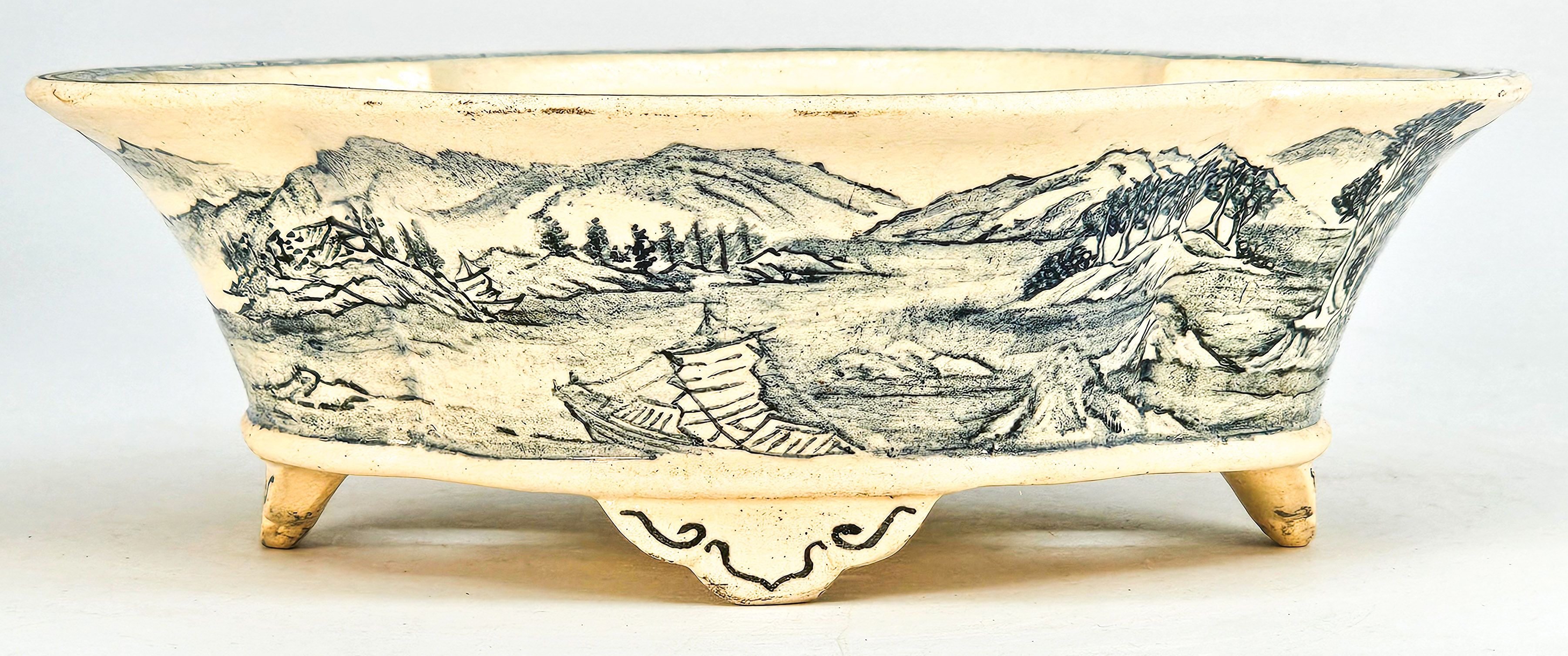 Bonsaischale Japan Kouzan Takayama handbemalt 18x16x5,5cm