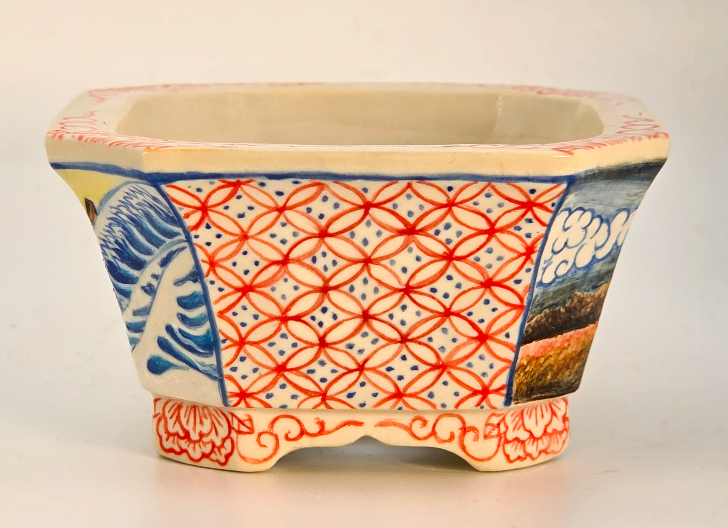 Bonsaischale Syunsetu Japan handbemalt 11,5x9,5x5cm