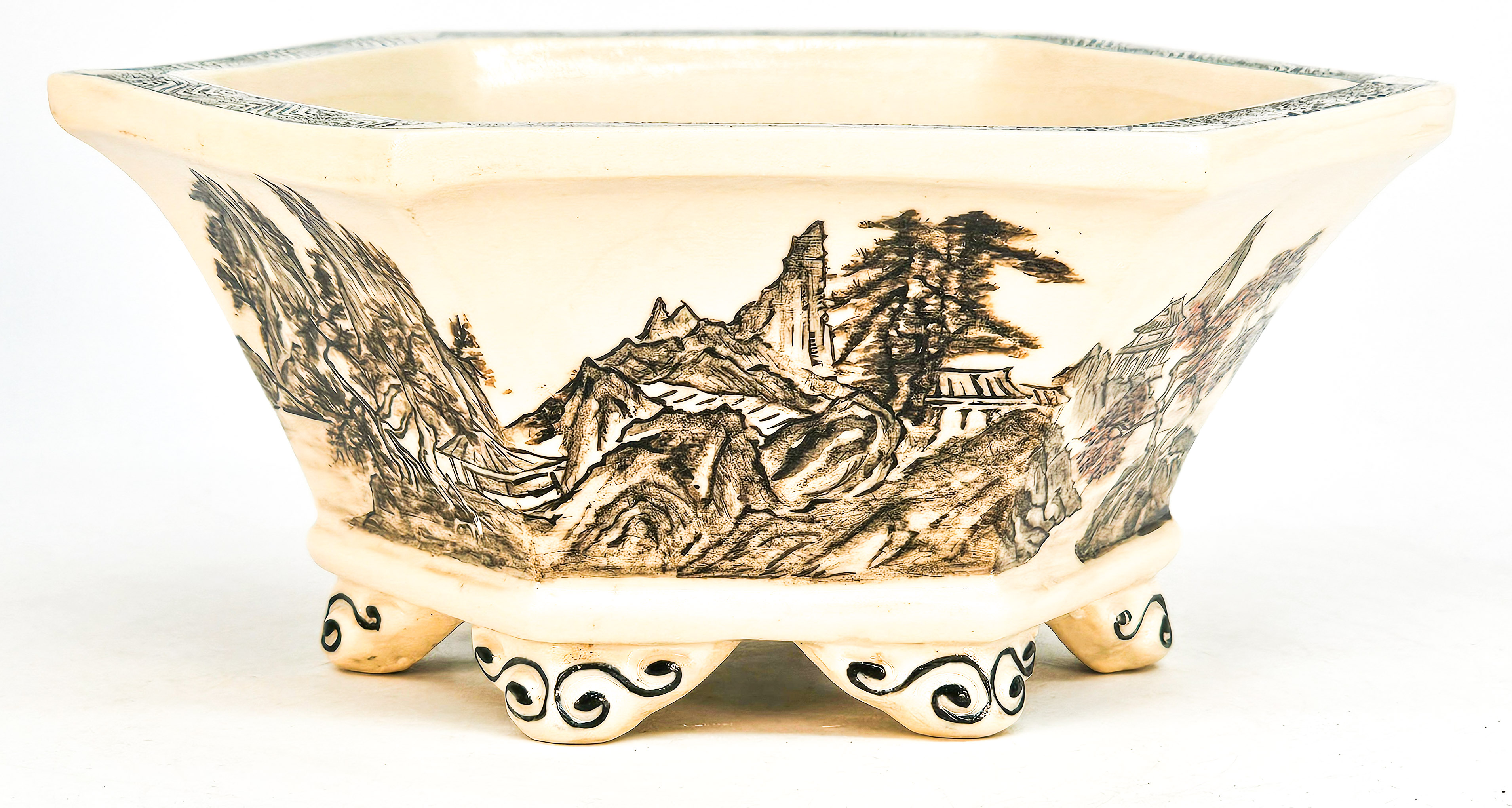 Bonsaischale Japan KouzanTakayama handbemalt 16x14x6,5cm